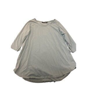 Tahari Womens Tunic Top 1X 3/4 Sleeve Light Blue Basic Casual Teal Cotton Modal